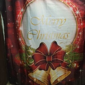 Festive Merry Christmas Shower Curtain - Red and Gold